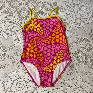 Girls sunflower speedo swim suit one piece size 14